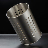 Utensil Holder and Cutlery Drainer, Stainless Steel Cutlery Organiser, Cylindrical Kitchen Sink Tidy with Hollow Design and Drainage Pedestal