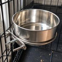 Pet Stainless Steel Hanging Bowl for Cages - Anti-Tip Food and Water Feeder
