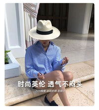 Ander Jurnal草帽女夏季法式复古巴拿马爵士草编帽子遮阳防晒礼帽
