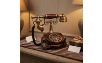 Ornate Antique-Style Desktop Telephone Plug and Play Vintage Desk Phone Redial Retro Landline Phone Ringer Off
