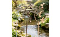 hummingbirds Stake with Bells Outdoor Metal Garden Stake with Bells Antique-Style hummingbirds Garden Decor for Homeowners, Flower Beds, Cottage Gardens