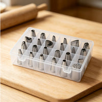 24 Pieces Organized Piping Tip Set with Storage Box Assorted Shapes Piping Tips with Storage Box Rust-Resistant Cake Decorating Tips with Case Food-Grade for Bakers, Beginners, Baking