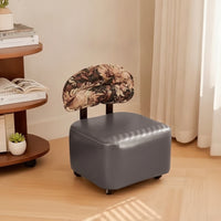 Rolling Stool with Backrest Mobile Low Stool with Wheels Ergonomic Swivel Chair for Bedroom