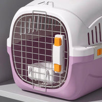 Hard Cat Carrier Pet Carrier Bag with Wire Front Door, Cat Travel Bag, Striped Pattern Outdoor Sided Pet Carrier for Car Use