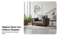 4 Pieces Modern Chinese Design Sofa and Armchair Group Minimalist Aesthetic Reception Seating Comfortable Office Furniture With Armrests for Business Owners, Corporate managerials, Clients, Conference Room, Bedroom