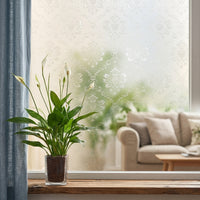 Privacy Window Film with Damask Pattern for Home Office, Frosted Glass Film for Living Room, Bathroom Privacy Shield, Cling PVC Material