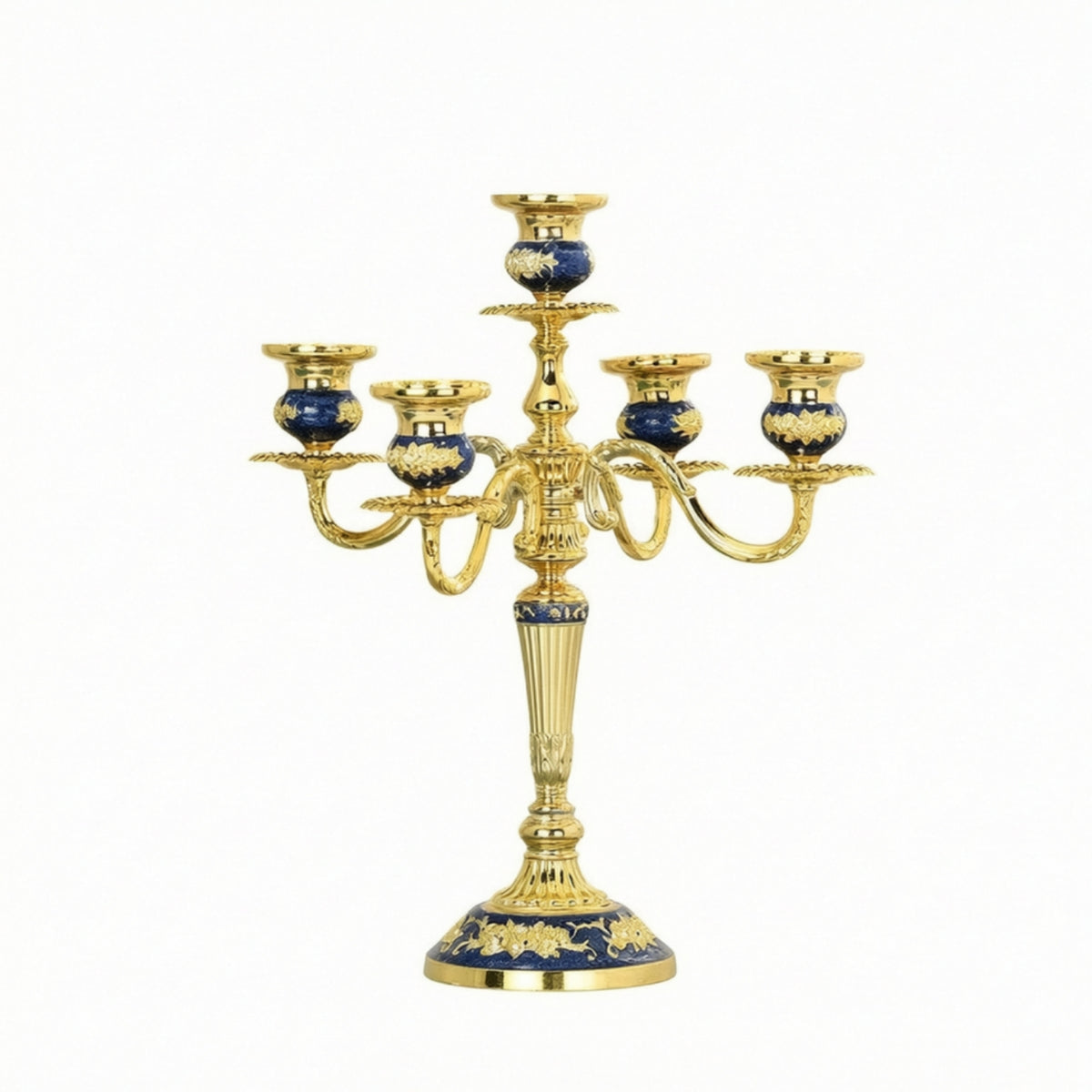 Five-Head Gold and Silver Plated Metal Alloy European Style Candle Holder for Home, Hotel, KTV Classic