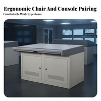 Cold-Rolled Steel Frame Security Console Fireproof Desktop Control Center Workstation Heat Dissipation Design Multi-Monitor Console Desk Easy Assembly for Control Room Operators, Dispatchers, IT Professionals