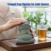 Green Sandstone Frog Tea Pet, creative animal decor, tranquil accent for courtyard, balcony, aquarium landscaping