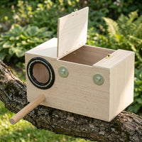 Horizontal Bird Box, 7mm Wood Nesting Box, Wood Nest Box for Parakeet Breeding, Hinged Cleaning Door and Perch for Cage Mount Design