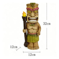 Tiki Statue with Light up Eyes Wood Look Tiki Statue with LED Eyes Lawn Ornament Glowing Tropical for Patio, Yard