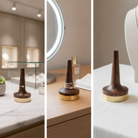 Band Display Stand Walnut Band Holder with Brass Base Jewelry Wooden Natural for Jewelers, Countertop Organization