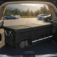 Collapsible Car Trunk Organizer with Lid Portable Car Trunk Organizer Sturdy Cargo Storage Box with Lid Heavy-Duty for Camping