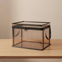 Transparent Clear Plastic Storage Box Reinforced Edges Zippered Storage Box Carry Handles Household Organizer for Shelf, Floor, Window Seat