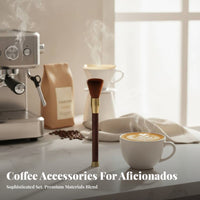 Dense Bristles Coffee Cleaning Brush Slim Cylindrical Coffee Grinder Brush Brass-Colored Manual