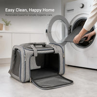 Portable Breathable Pet Carrier for Cats and Small Dogs, Foldable Travel Crate with Large Space