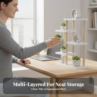 Single-Tier Pot Riser Space-Saving Plant Stand Natural look for Countertop
