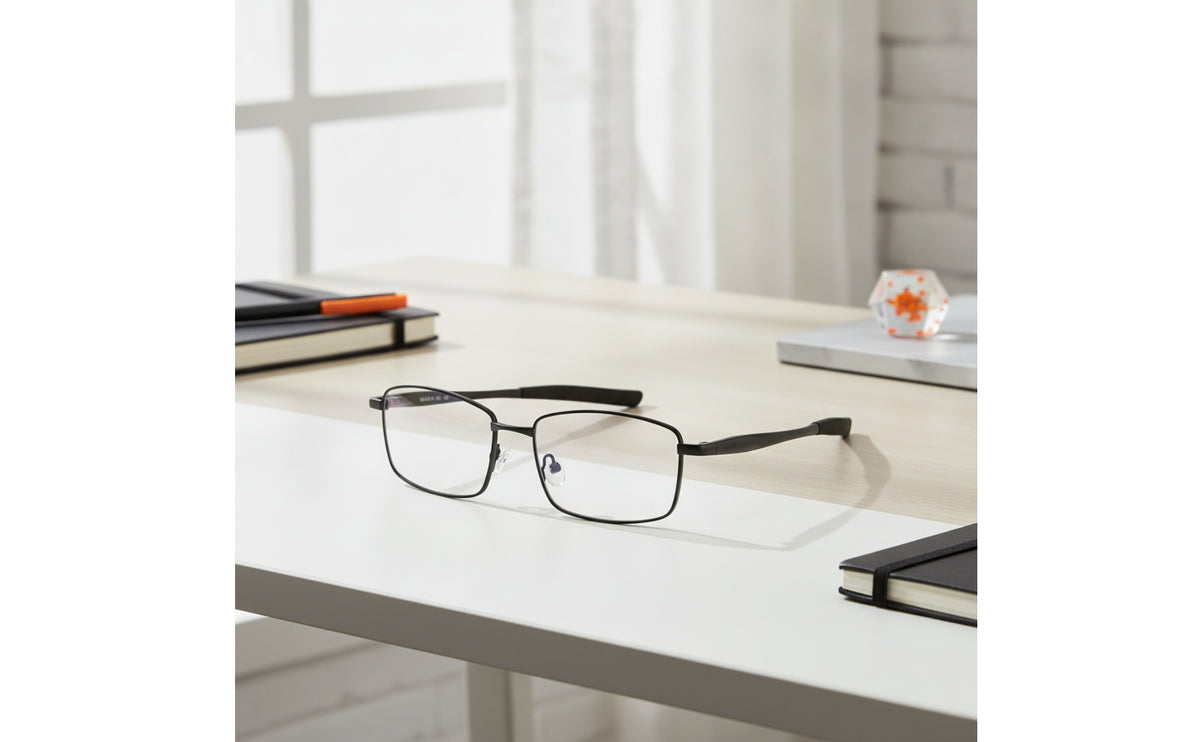 Rectangular Eyeglass Frame Ready Metal Eyeglass Frame Sporty Rectangle Eyeglasses for Adults, Men, Daily Wear, Office, Sports