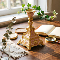 Ornate Candlestick Holder Glossy Metallic Look Single Head Candlestick Holder