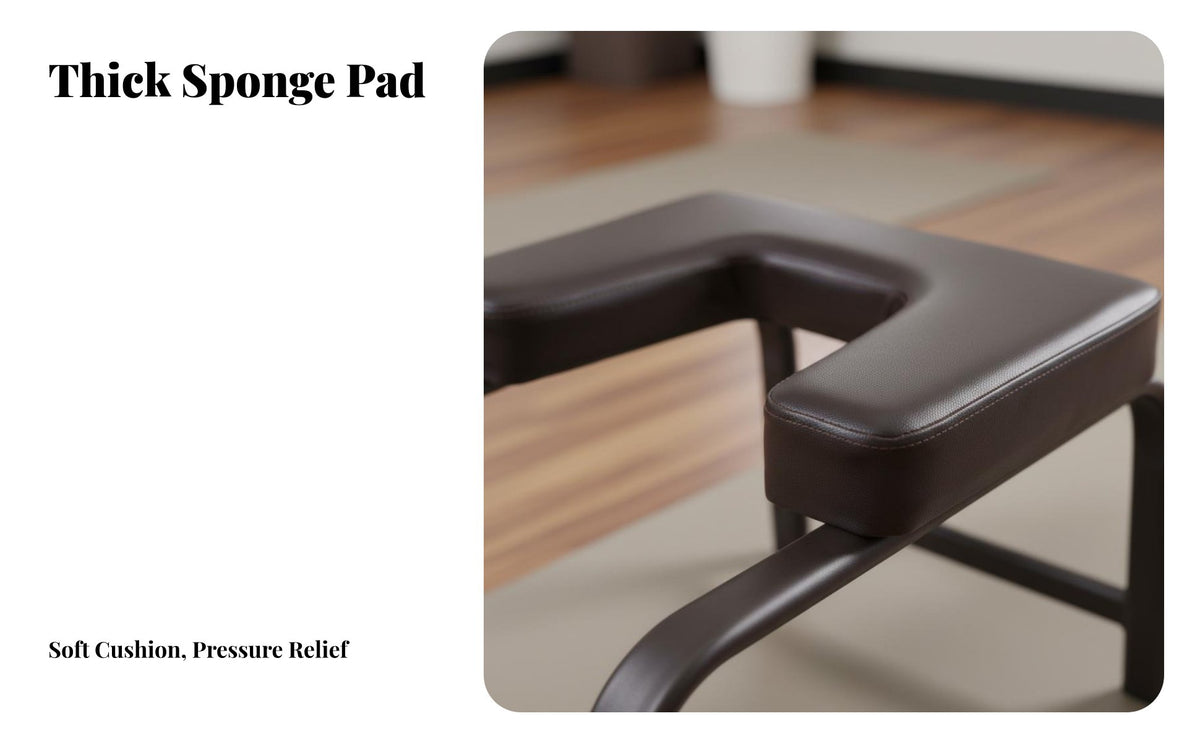 Comfort Cushion Mind-Body Practice Headstand Bench Non-Slip Design Inversion Chair PU Leather Upholstery Headstand Instructor Sturdy Construction for Beginners, Yogis, Home Gym