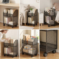 Under-Desk Storage Shelf with Wheels, Mobile Bookshelf for Office or Study, Multi-layer Organizer for Books and Bags