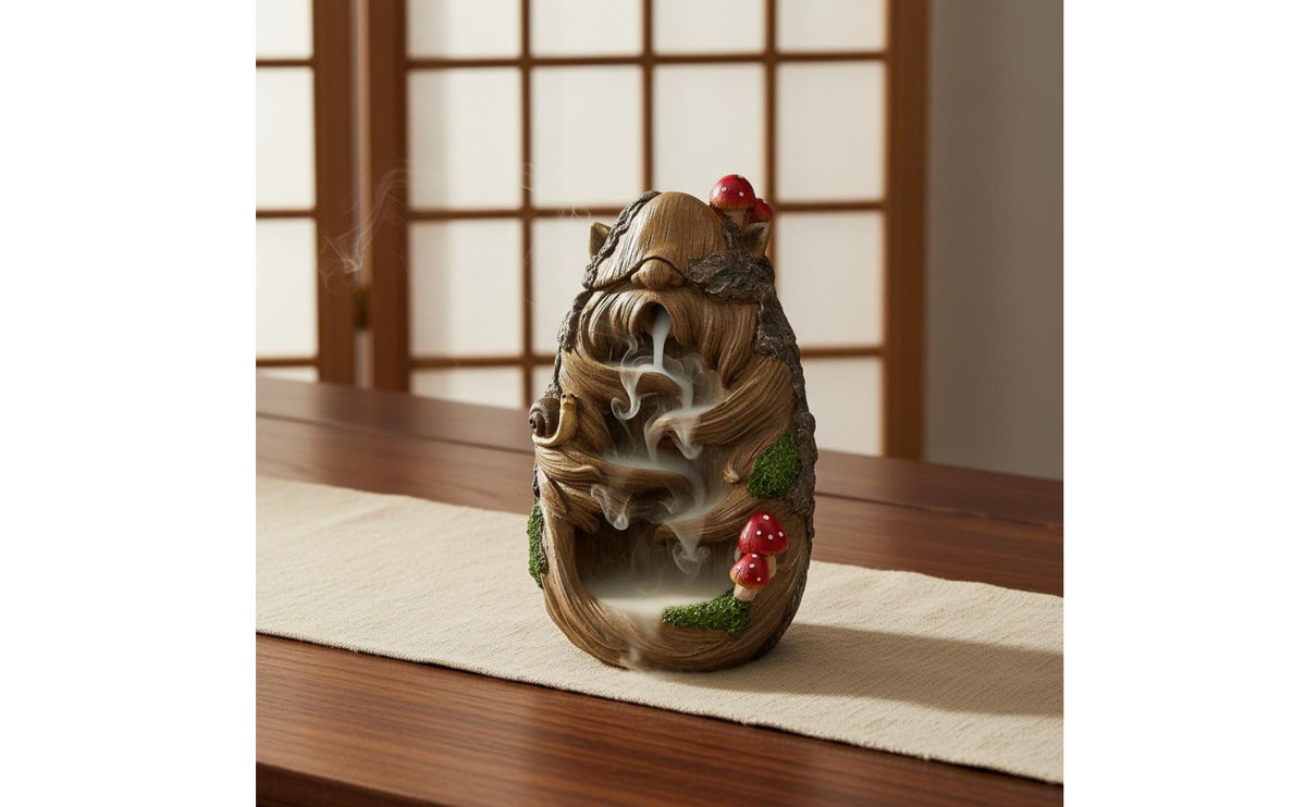 Decorative Tree Face Incense Burner Meditation Resin Backflow Incense Burner Relaxation Creative Smoke Fountain Decor for Indoor, Home