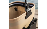 Foldable Fishing Bucket Side Pocket Square Angling Container Beige and Black Outdoor Equipment