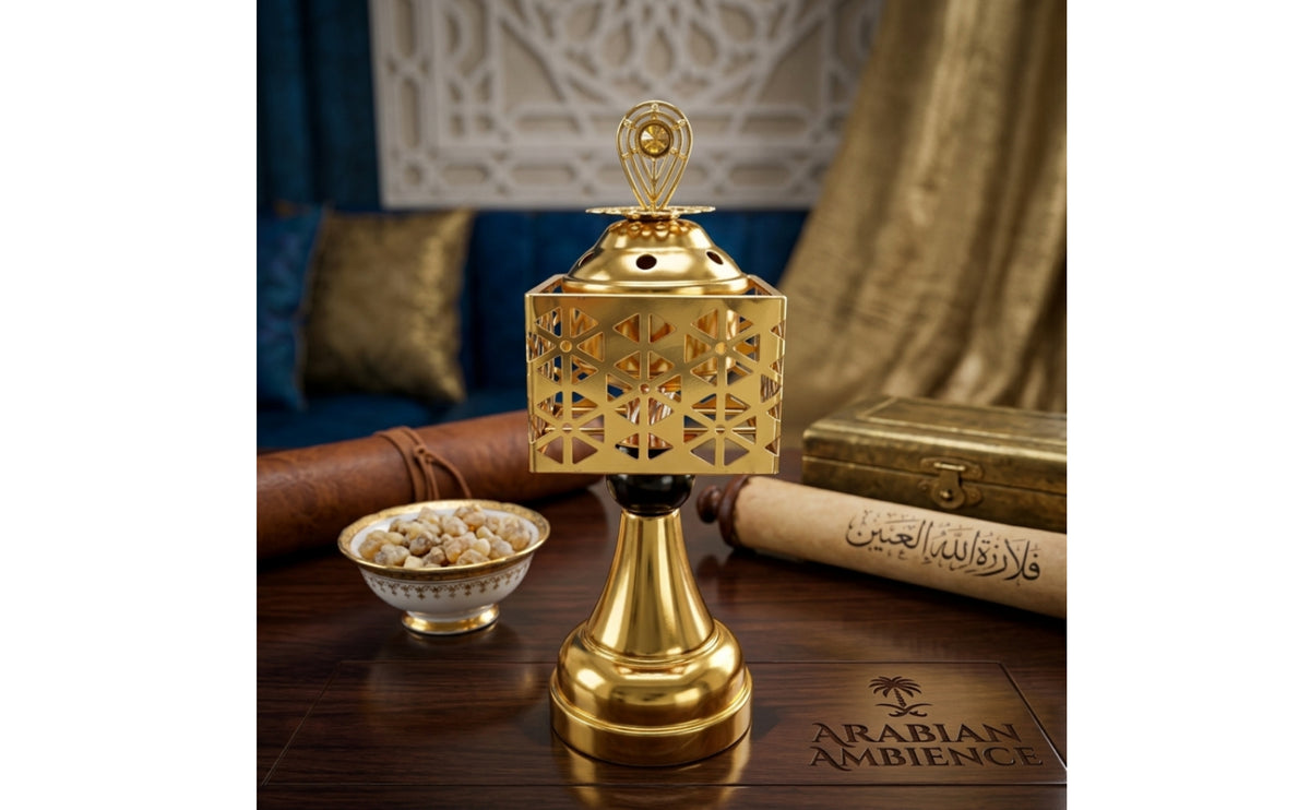 Metal Incense Burner Decorative Tabletop Incense Burner Censer Gold Metal-Like for Home Decor
