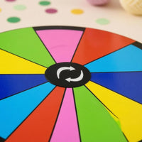 Colored Wedges Tabletop Prize Wheel Black Rim Clear Base Prize Wheel