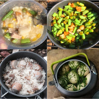 Anodized Aluminum Cookware Set Non Camping Mess Kit Heat-Resistant Outdoor Gear for Families