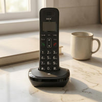Numeric Keypad DECT Phone Compact Handset and Base Small Display Desktop Cordless Phone Black
