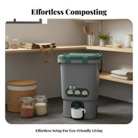 Bokashi Compost Bin Produces Liquid Soil Enhancer 15L Food Waste Fermenter Kitchen Compost Bin Airtight Closure for Gardeners