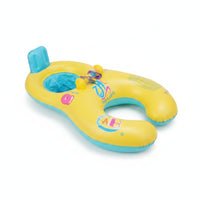 Inflatable Parent-Child Swim Collar Sitting-in Baby Pool Buoy with Steering Wheel Portable Baby Pool Buoy with Seat Sturdy for Toddlers