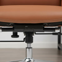 Adjustable Height Leather Office Chair with Headrest for Conference Room