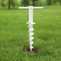 Plastic Spiral Auger Stake Portable Tent Peg with T-Handle Long Screw-in Ground Anchors Heavy-Duty for Camping