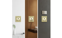 1gang Wall Socket Embossed 15a Socket Panel Hardware Gold-Toned Decorative for Interior Designers, Living Room, Bedroom
