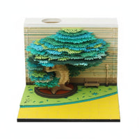Creative Gift Treehouse Light up Calendar Decorative Ornament 3D Tear-Away Calendar Finely Carved for Students, Adults, Home Decor, Bedroom