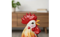 Ceramic Male Chicken Figurine Gift Idea Male Chicken Statue Colorful Statue Decor for Living Room, Beverage Cabinet, Entryway