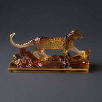 Leaping Cat Ornament Honey-Hued Animal Statue Modern Decor for Office