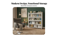 Dust-Proof Multi-Tier Bookcase with Flip-up Doors Sealed Design 4-Tier Shelf with Flip-up Doors Heavy-Duty Display Cabinet Visible Contents for Book Lovers, Collectors, Living Room, Home Office, Bedroom, Hallway