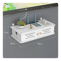 No-Drill Installation Wall Mount Router Shelf Space-Saving Router Wall Mount Shelf Cable Management Heat Dissipation Vents for Bedroom