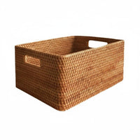 Woven Rattan Basket Multi-Purpose Rectangular Wicker Storage Container
