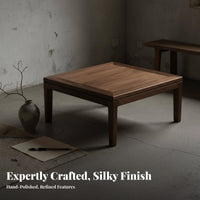 Japanese Design Floor Desk Space-Efficient Size Low Table Space-Saving Vintage Design for Apartment Dwellers, Bay Alcove