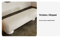Luxury Feel Long Teddy Fabric Ottoman plush Texture Upholstered Bench Modern Design Accent Stool Multi-Scene Versatility for Guests, Interior Designers, Homeowners, Living Room, Entryway, Bedroom, Walk-in Closet
