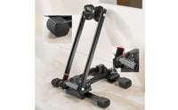 Upright Foldable Bike Stand Floor-Standing Foldable Two-Wheeler Stand Space-Saving Bike Rack with Folding Button Portable for Cyclists, Commuters, Garage, Indoor, Apartment