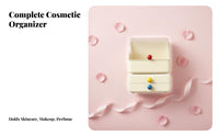 Large Capacity Makeup Display Box with Drawers lintresistant Cover Footed Cosmetic Organizer with Drawers Elegant Design Vanity organizer Portable Handle for Skincare Lovers, Women, Adults, Dressing Table, chest of drawers Top, Bedroom, Bathroom Counter