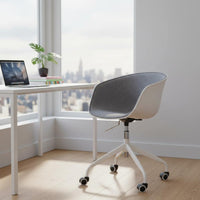 Minimalist Design Adjustable Height Study Chair Quiet-Rolling Wheels Upholstered Swivel Chair Ergonomic Design for Students, Dorm Room