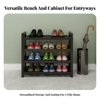 Space-Saving Design Padded Shoe Changing Stool Sturdy Metal Frame Padded Shoe Rack with Seat Soft Comfortable Cushion Entryway Bench Strong Load-Bearing for Apartment Dwellers, Homeowners, Families, Hallway, Mudroom, Bedroom, Closet