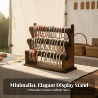 Sturdy Construction Wooden Bracelet Display Rack Large Capacity Wooden Bracelet Stand Space Saving for Crafters, Market Stalls, Craft Fairs