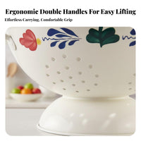Vintage Design Fruit Basket Retro Design Double Handle Draining Basket Pedestal Fruit Bowl Decorative Footed Colander Bowl